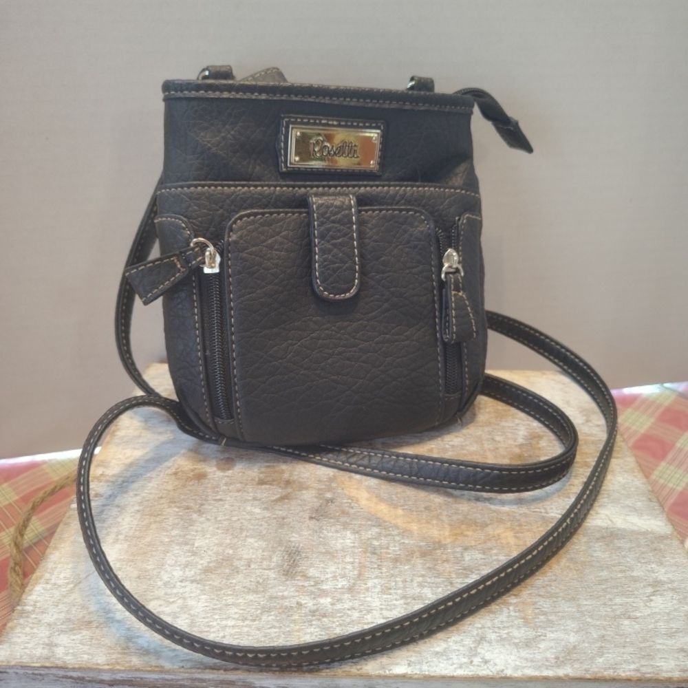 Rosetti Small Black Crossbody Bag with Silver Accents